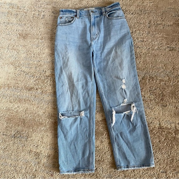 Abercrombie & Fitch The Ankle Straight Ultra High Rise Curve Love Distressed: 28 - Picture 1 of 9